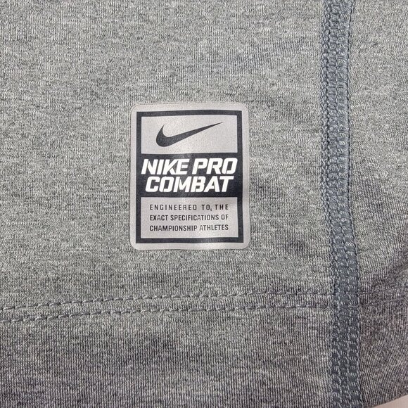 Nike Pro Combat Dri Fit Mens Medium Fitted T Shirt Gray Short Sleeve Athletic - Picture 6 of 11